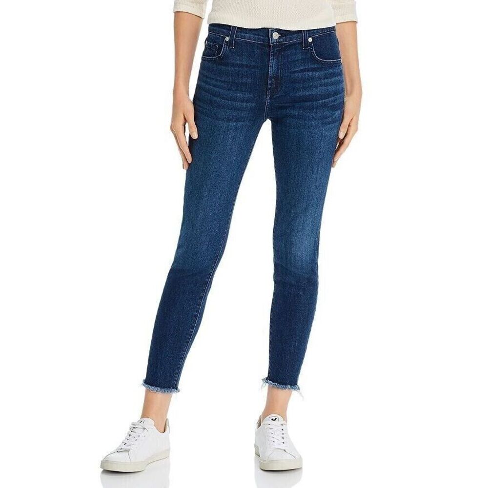 7 For All Mankind‎ Blair Jeans The Ankle Skinny Distressed Blue Women's 24 EUC